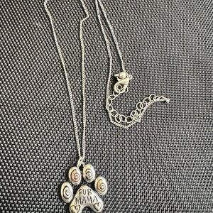 Silver 'Fur Mama' Paw Print Necklace
